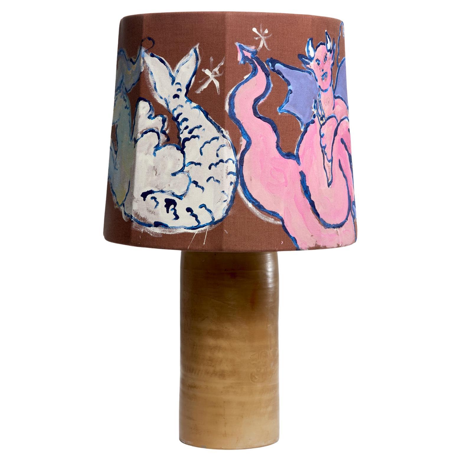 Flaminia Veronesi Hand Painted Table Lamp in Collaboration with Nassi For Sale