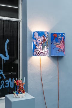 Flaminia Veronesi Hand Painted Wall Lamp shade in Collaboration with NASSI