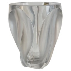 “Flamme” Crystal Vase by Lalique Paris, Signed, 1970s – Sculptural Flower Vase