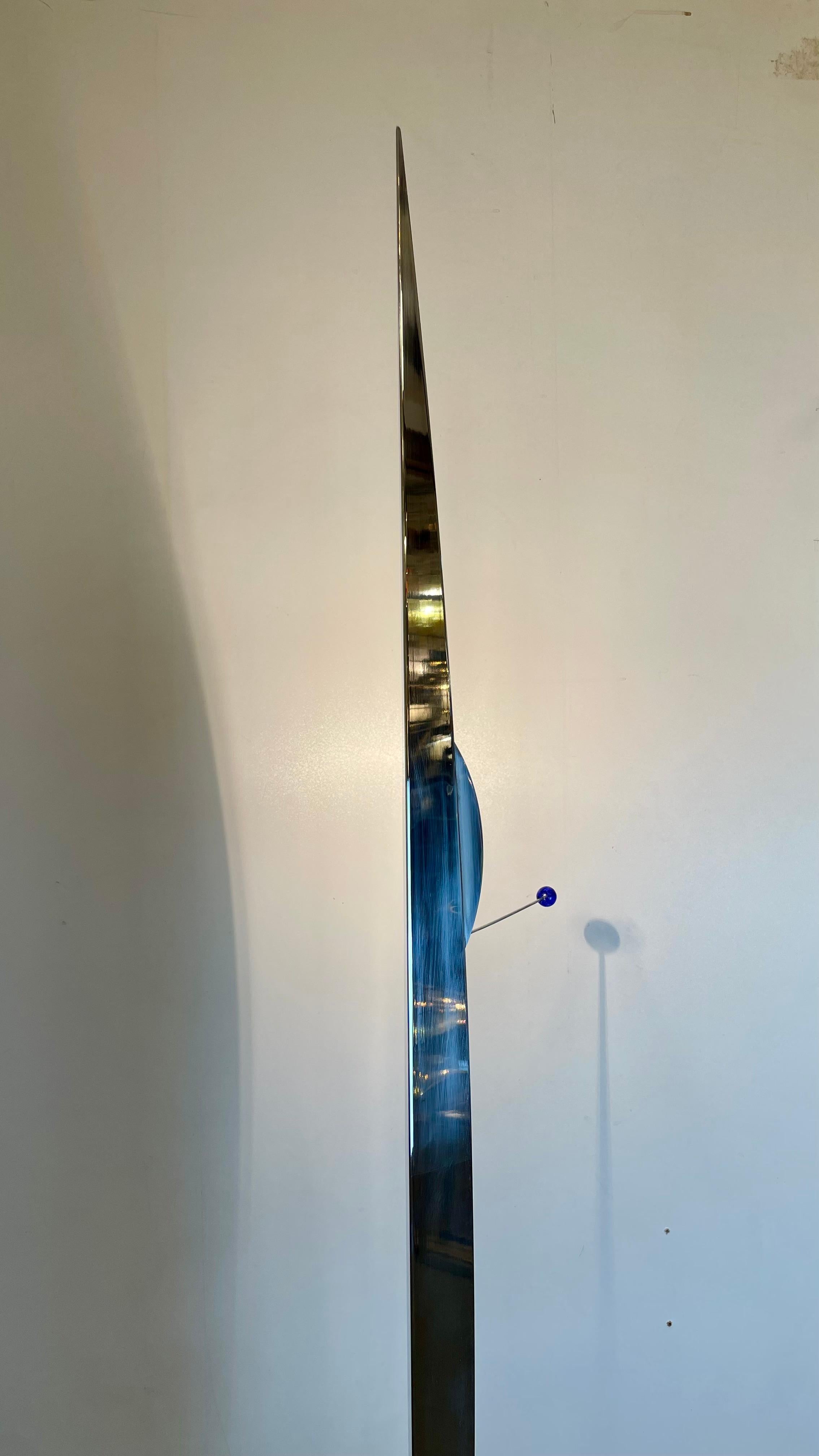 Polished Flamme, Floor Lamp by Gilles Derain for Lumen Center, 1980s For Sale