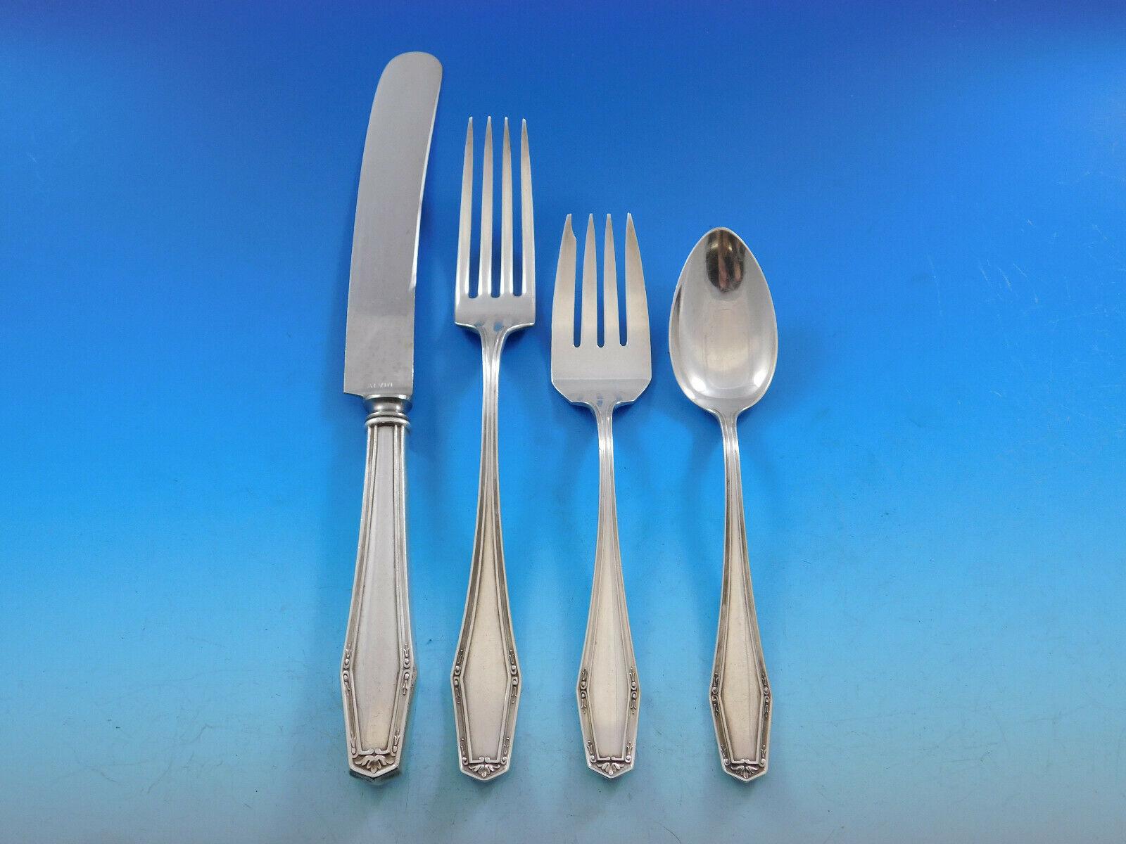 Flanders New by Alvin Sterling Silver Flatware Set for 10 Service 70 Pieces In Excellent Condition For Sale In Big Bend, WI