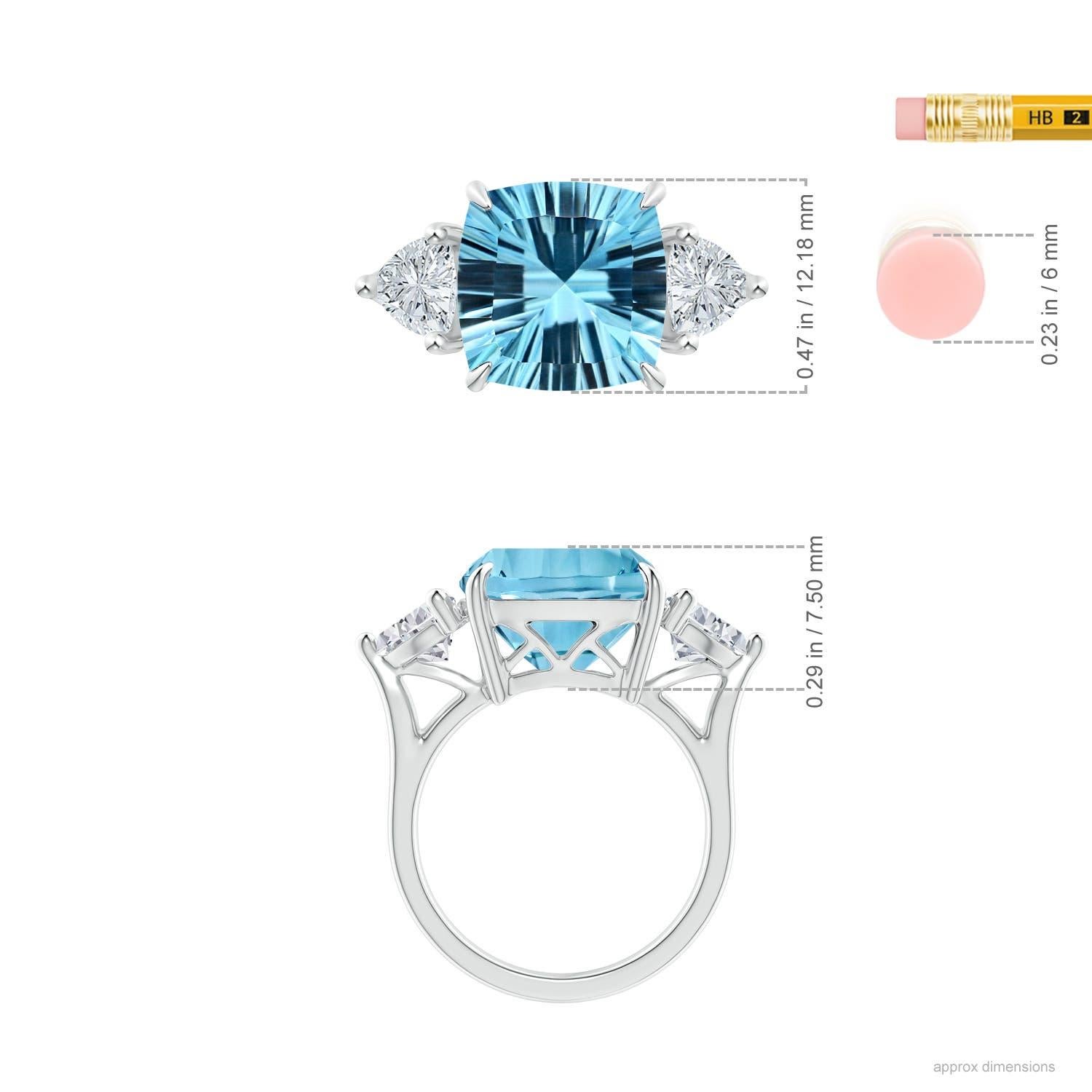 Flanked by Dazzling Trillion Diamonds is a GIA Certified Cushion Sky Blue Topaz 6