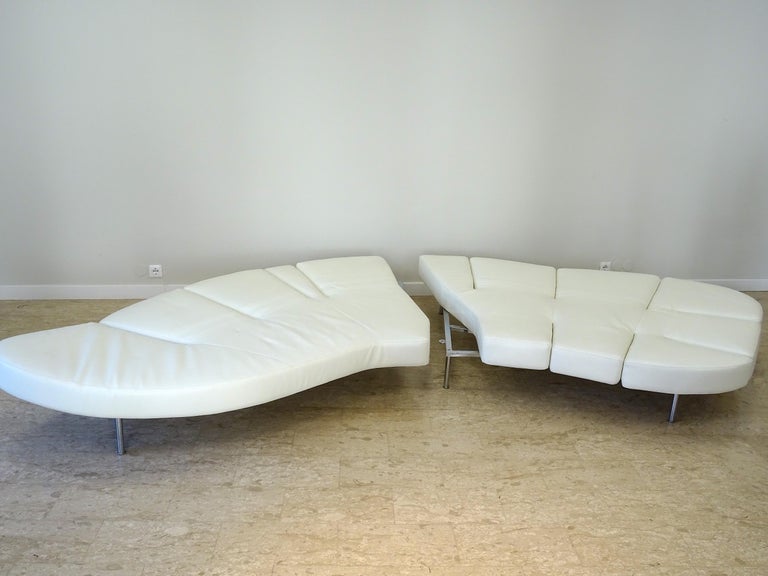 "FLAP" Model Sofa by Edra in White Leather, Designer Francesco Binfarè