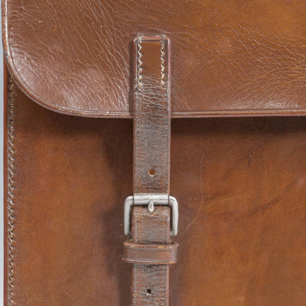 Flap-Over Dark Tan Leather Briefcase, circa 1950 7