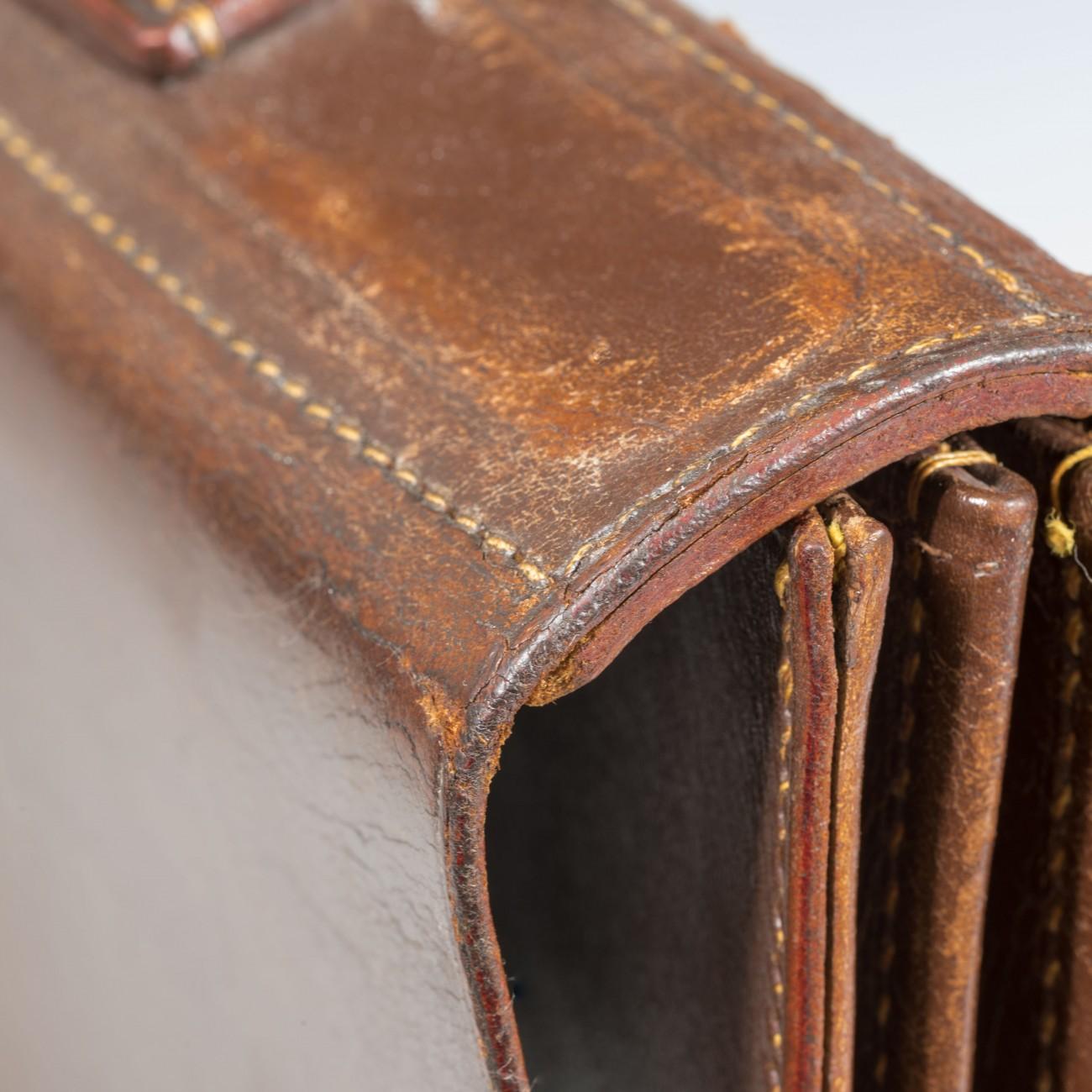 Flap-Over Dark Tan Leather Briefcase, circa 1950 8