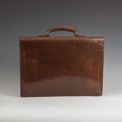 Flap-Over Dark Tan Leather Briefcase, circa 1950