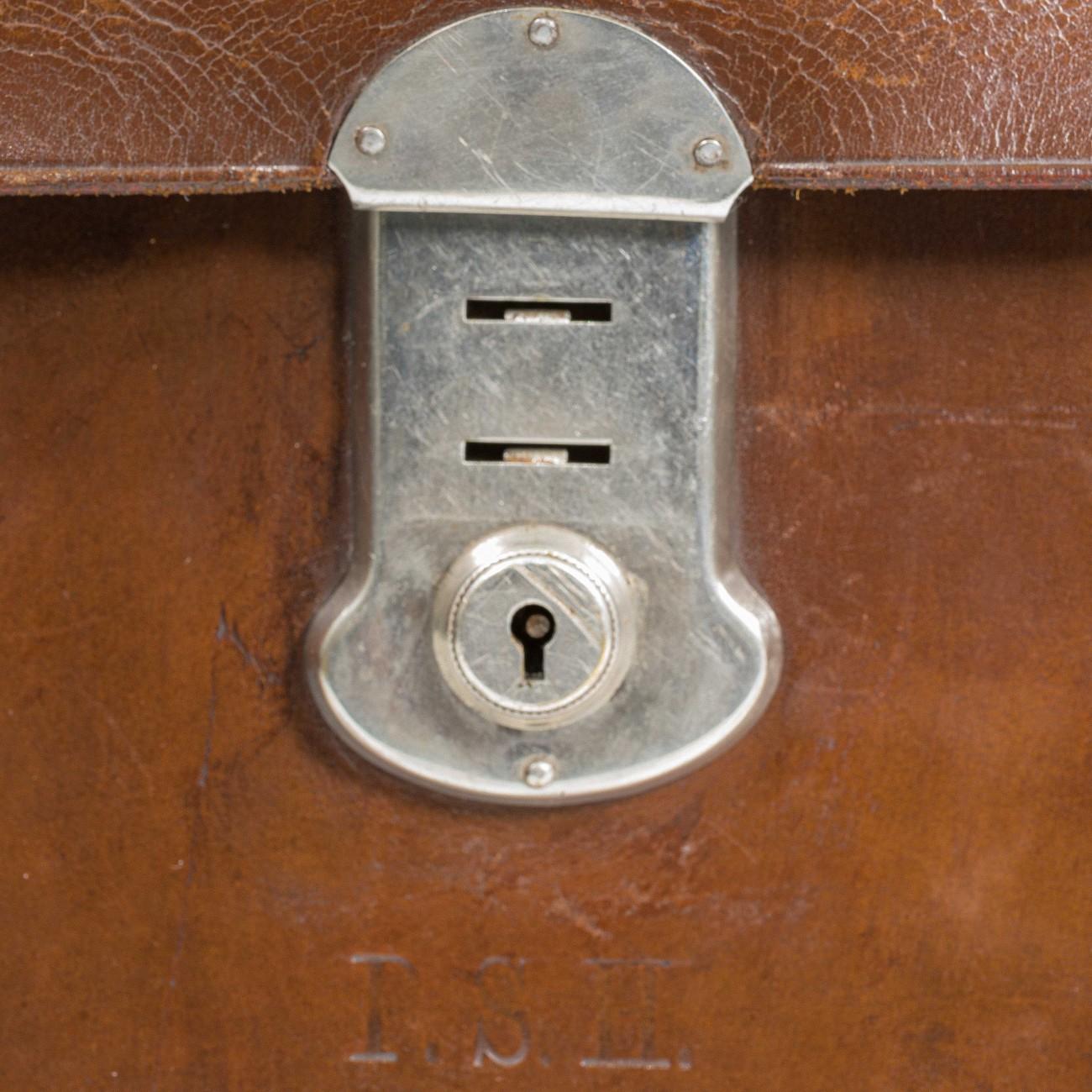 Flap-Over Dark Tan Leather Briefcase, circa 1950 2