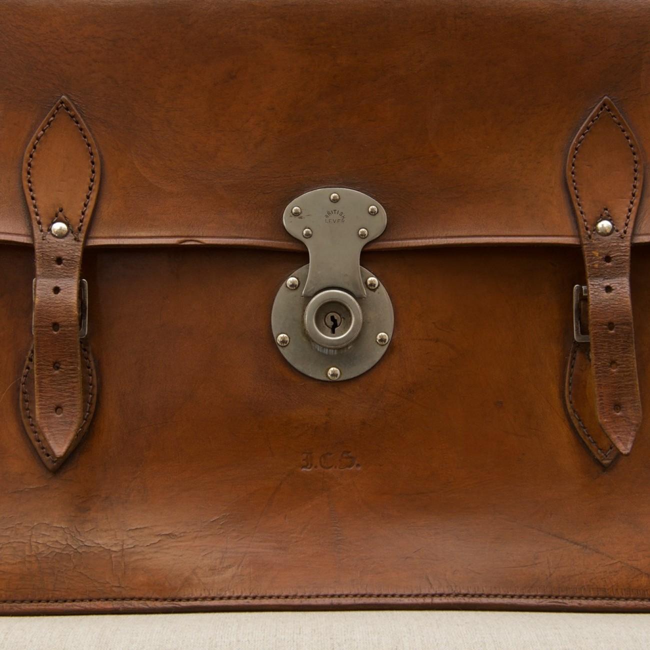 old fashioned leather briefcase