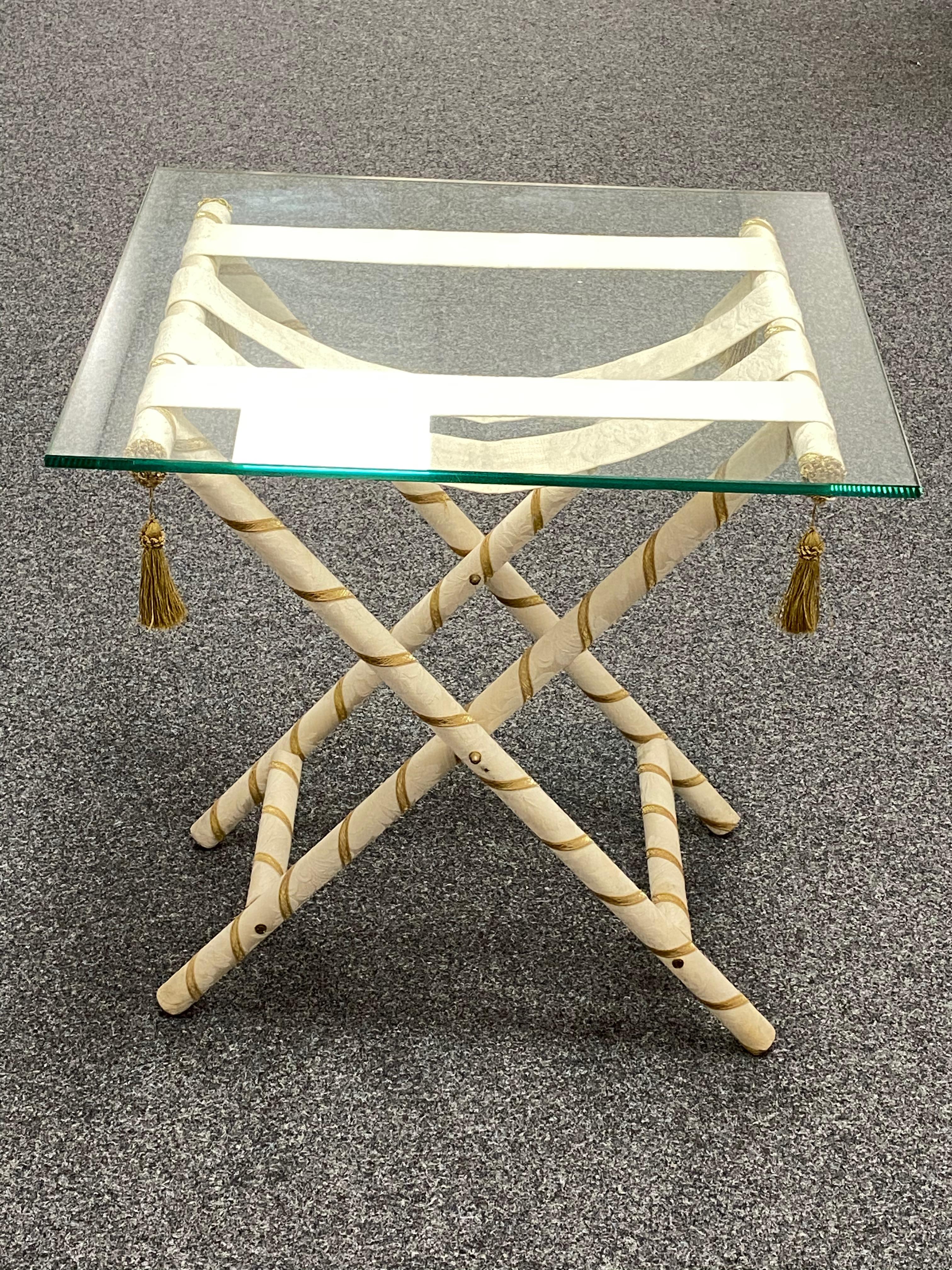 Flap Side Table or Luggage Rack Holder Neoclassical Style Furniture French, 1960 For Sale 6