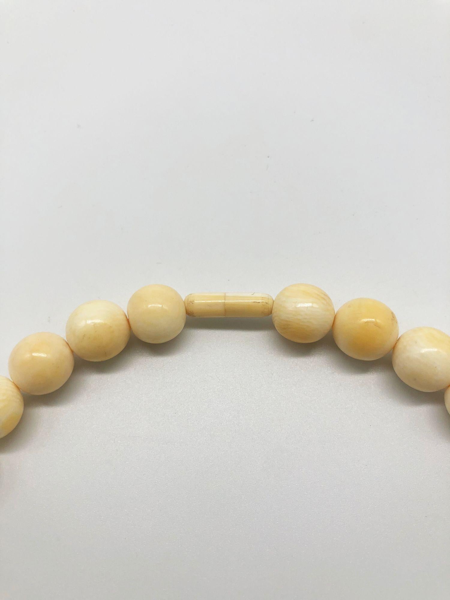 20th Century Flapper Era Bone Beaded Necklace Choker w/ Matching Clip-on Earrings For Sale