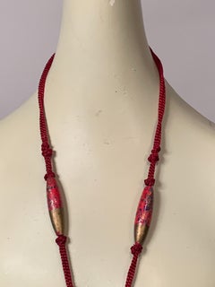 Flapper Girl Beaded Cord Necklace with Silk Tassel Pendant
