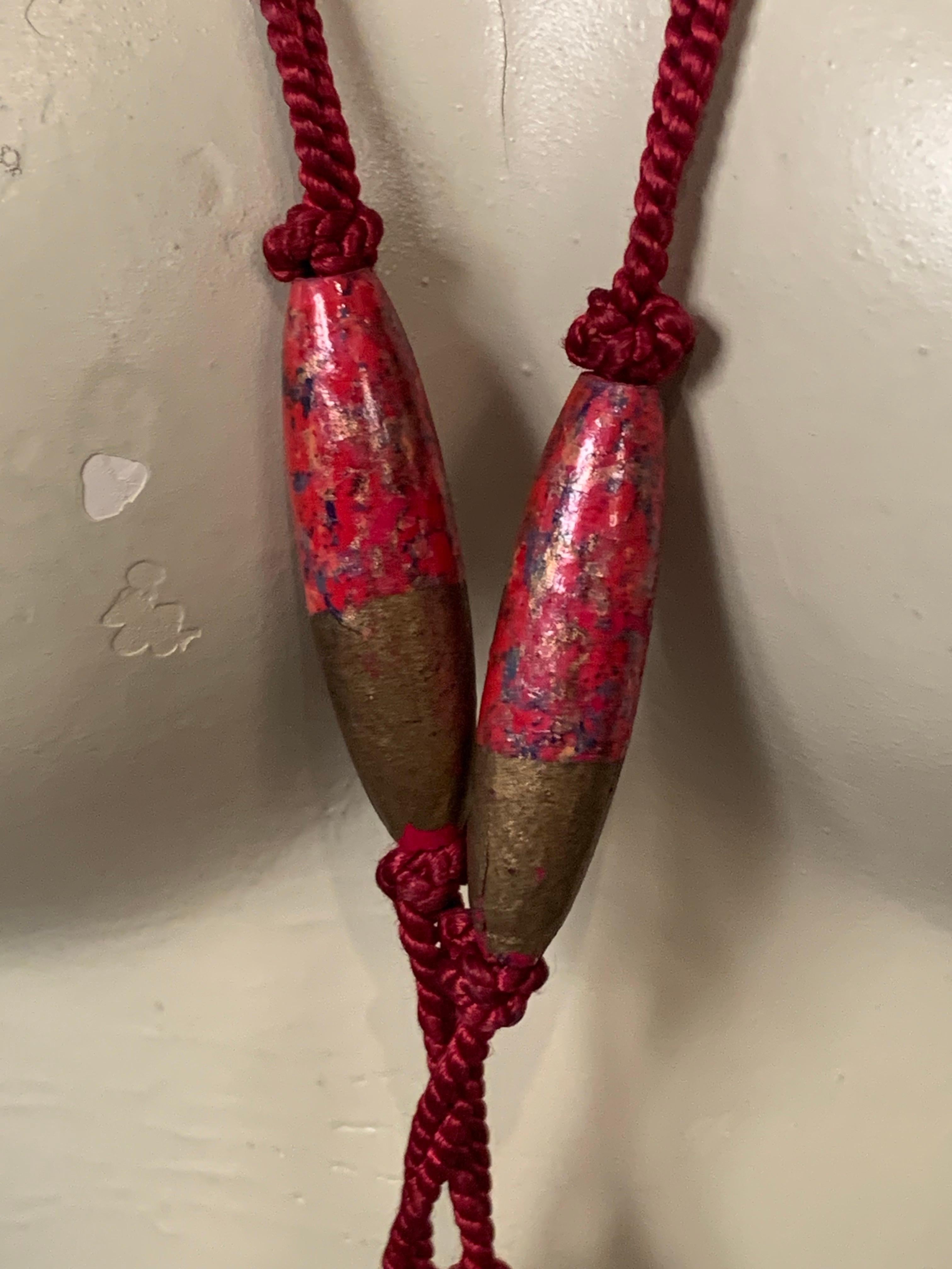 De las mujeres Collar de cordón de cuentas Flapper Girl con colgante de borla de seda en venta
