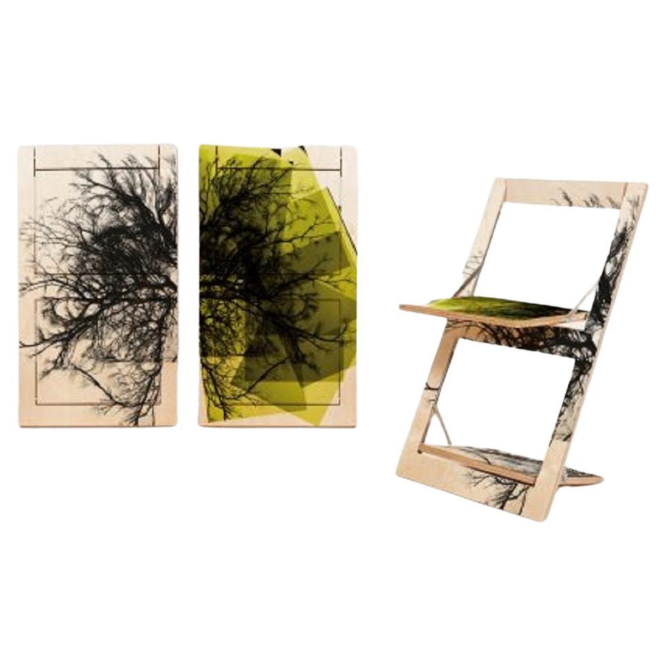 Fläpps Folding Chair, Baum/Baum Gelb 'Print on Both Sides' For Sale
