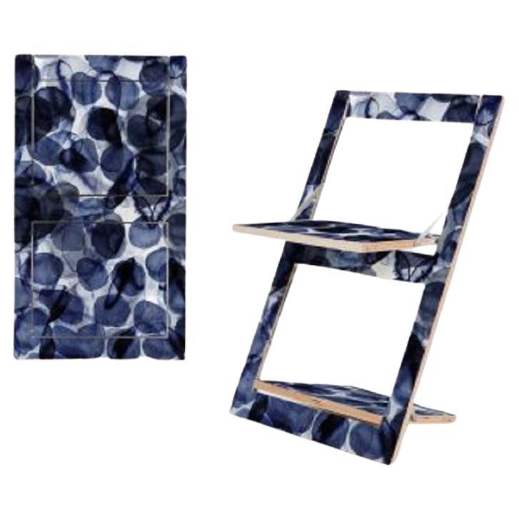 Fläpps Folding Chair - Bubbles Indigo by Pattern Studio 'Print on Both Sides' For Sale