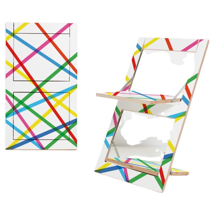 Chaise pliante Fläpps - Lignes colorées ''Imprimé sur les deux côtés, fond blanc''.