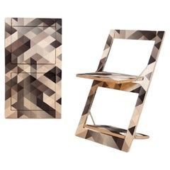 Fläpps Folding Chair - Criss Cross Grey on Birch 'Print on Both Sides'
