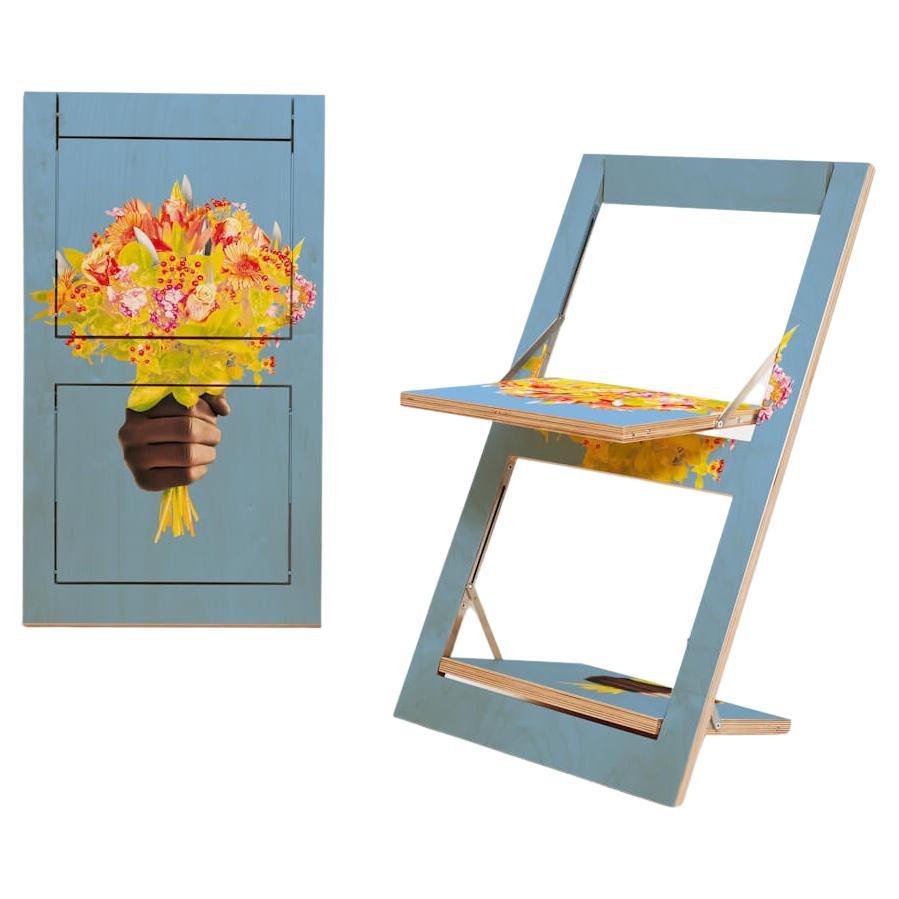 Fläpps Folding Chair - Messerblumen 'Print on Both Sides' For Sale