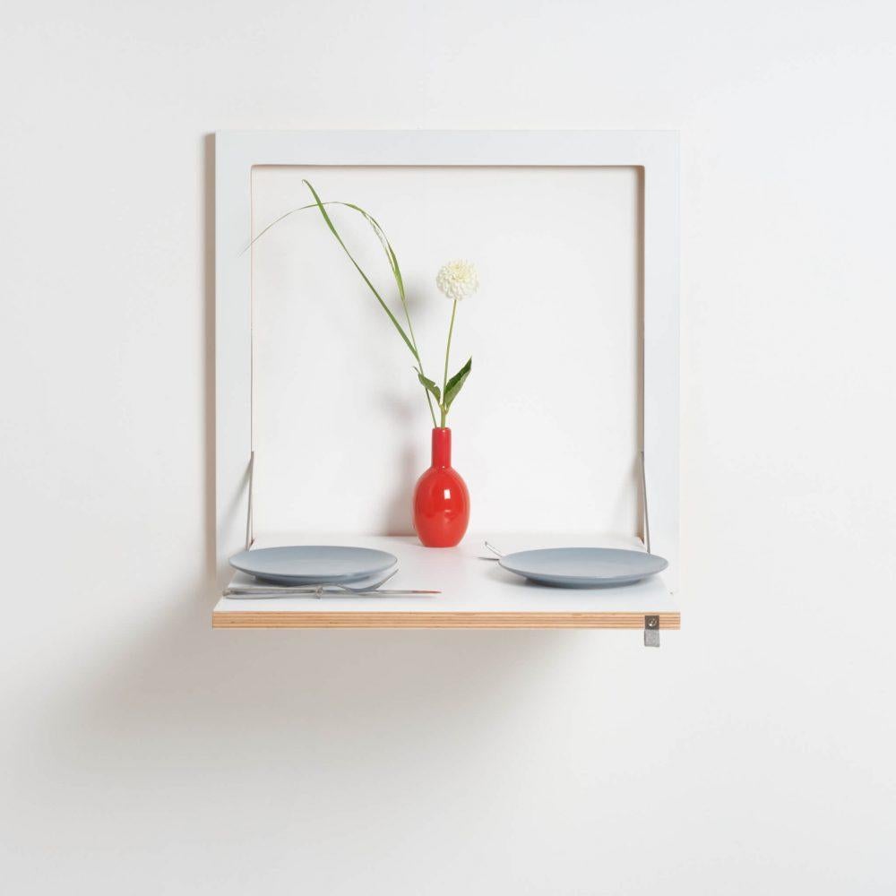 Moderne Table de cuisine Fläpps 60x60-1 - Blanc en vente
