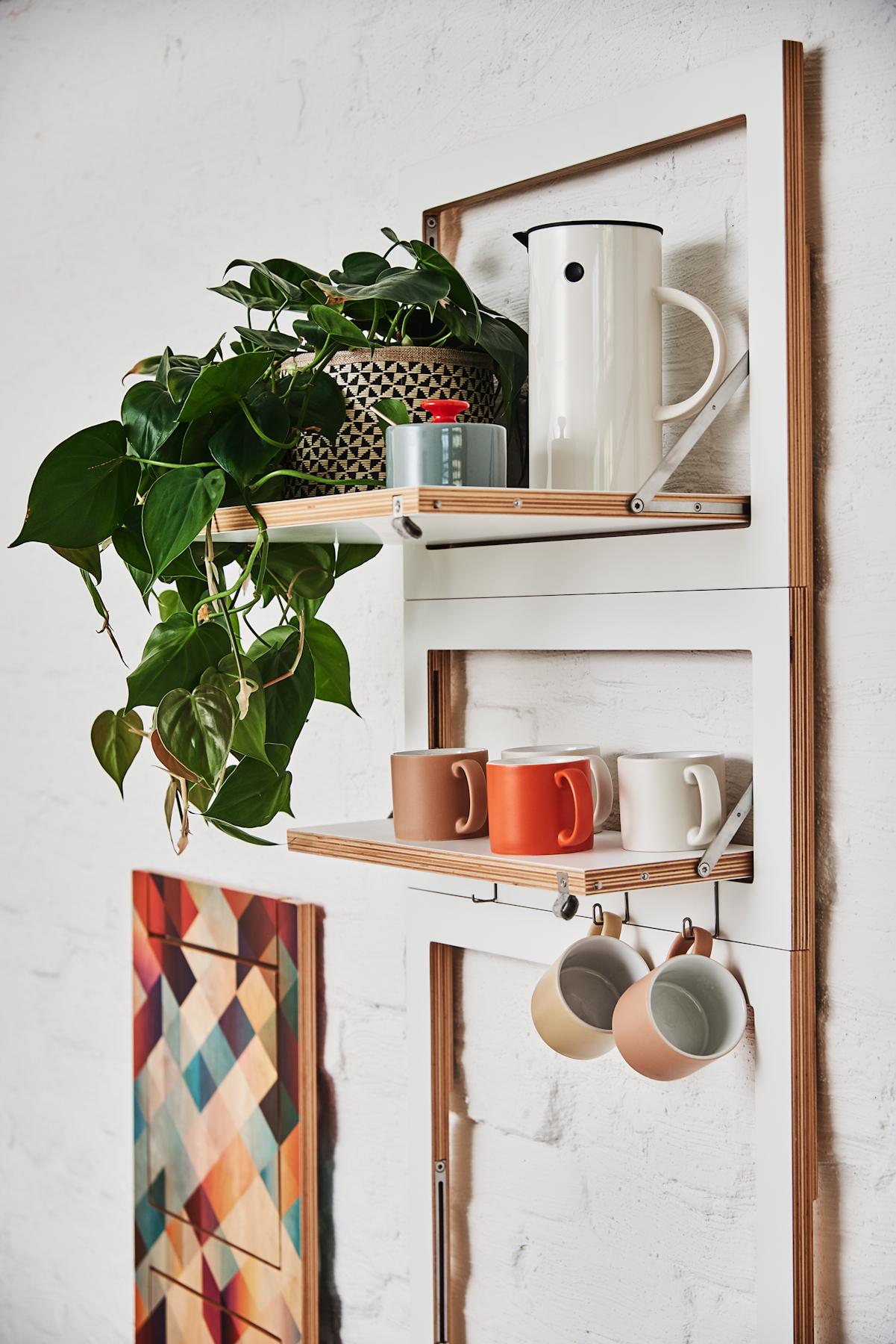 Hand-Crafted Fläpps Shelf, White For Sale
