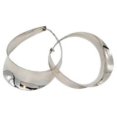 Flare Hoops, Anticlastic Silver Earrings, Gerhard Herbst Studio, Mid Century