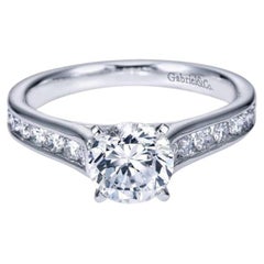 Flared Channels Fancy Solitaire Diamond Engagement Mounting in White Gold