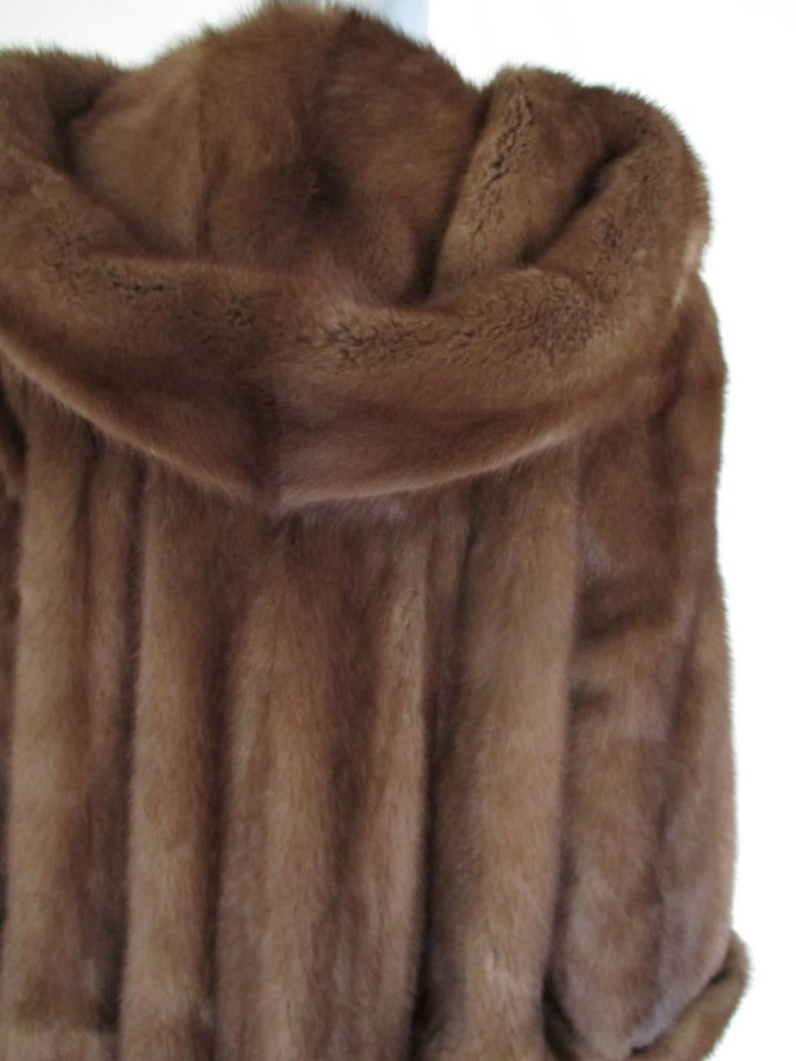 black mink fur coat with hood