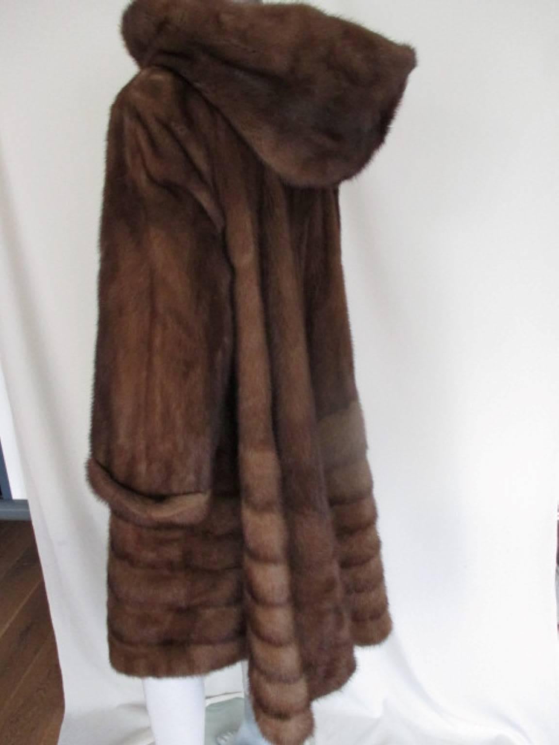 Flared Mink Fur Coat with Hood 1
