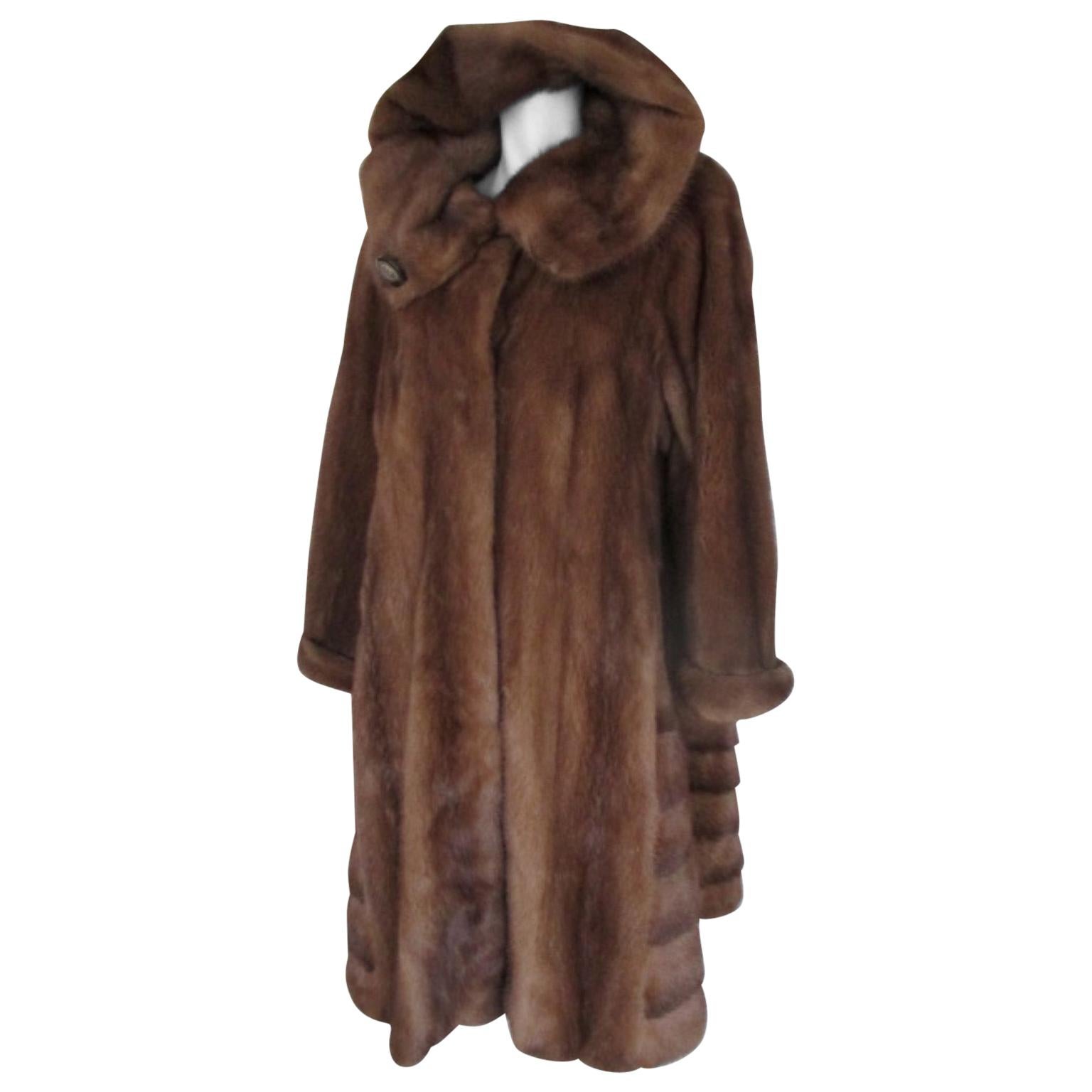 Flared Mink Fur Coat with Hood