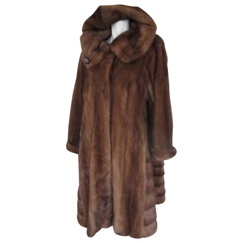 Flared Mink Fur Coat with Hood at 1stDibs | black mink fur coat with hood