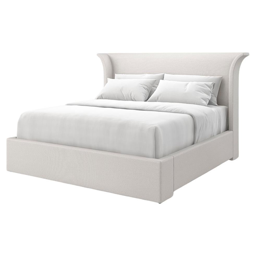 Flared Modern Fully Upholstered Queen Bed - Light For Sale