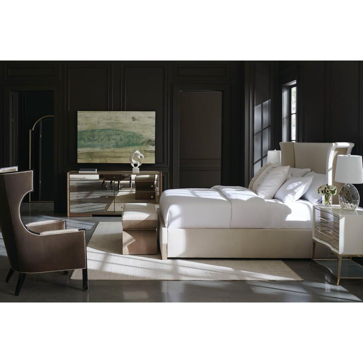 Flared Modern Upholstered Bed - King For Sale 1