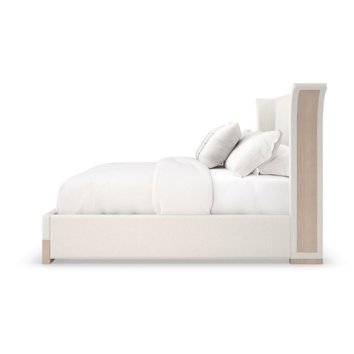 Asian Flared Modern Upholstered Bed - Queen For Sale