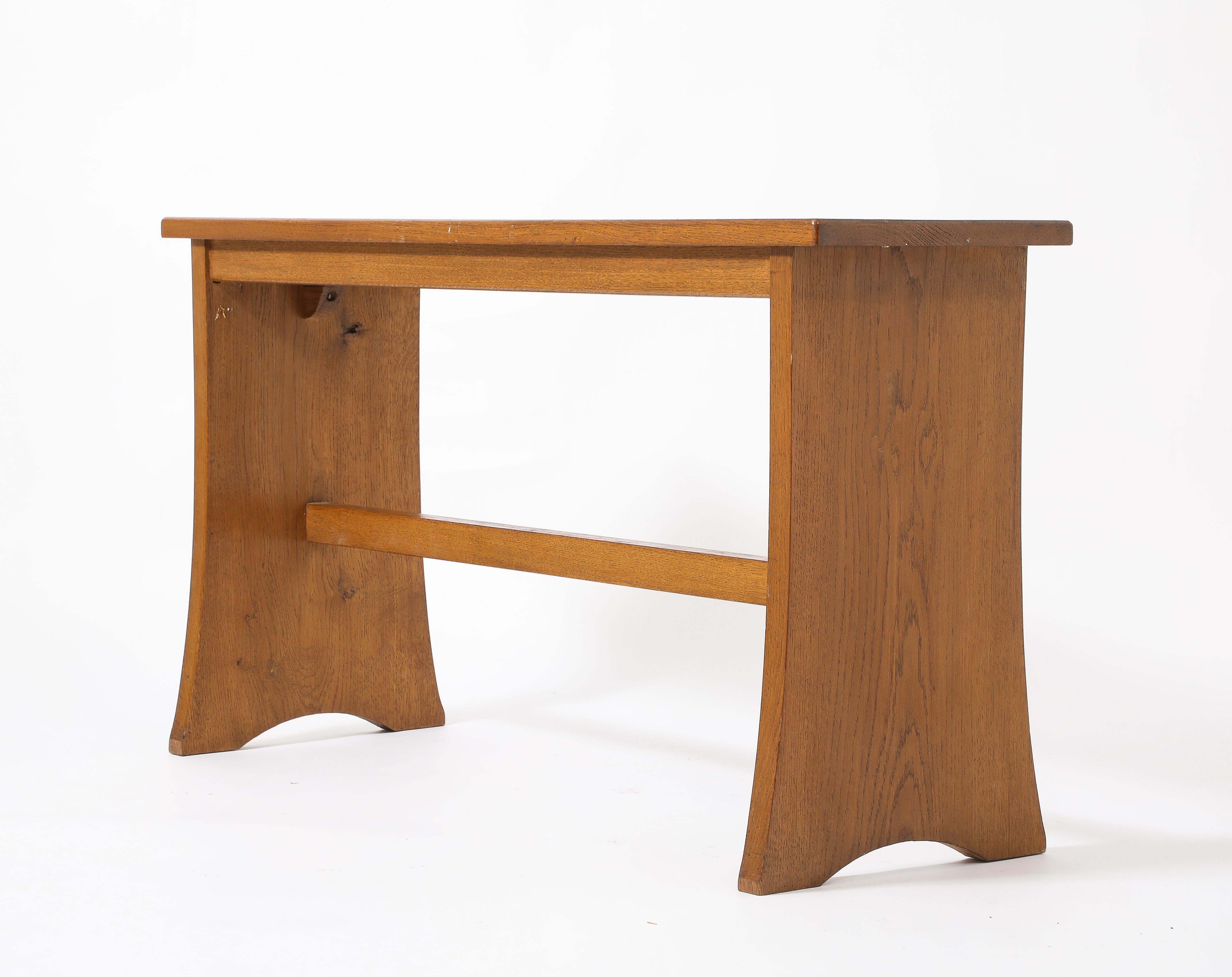 Flared Oak Console, France 1950's For Sale 6