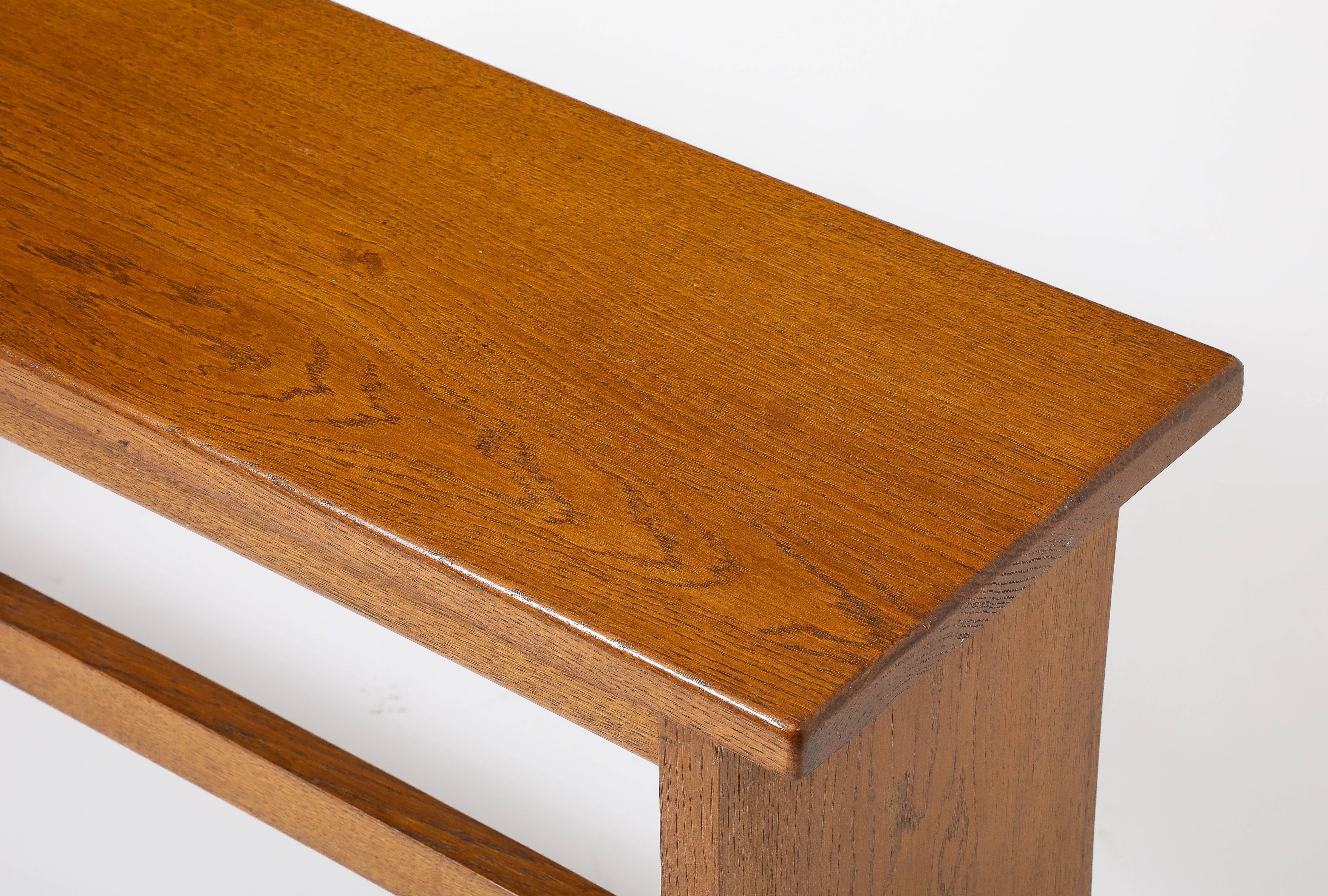 Mid-Century Modern Flared Oak Console, France 1950's For Sale