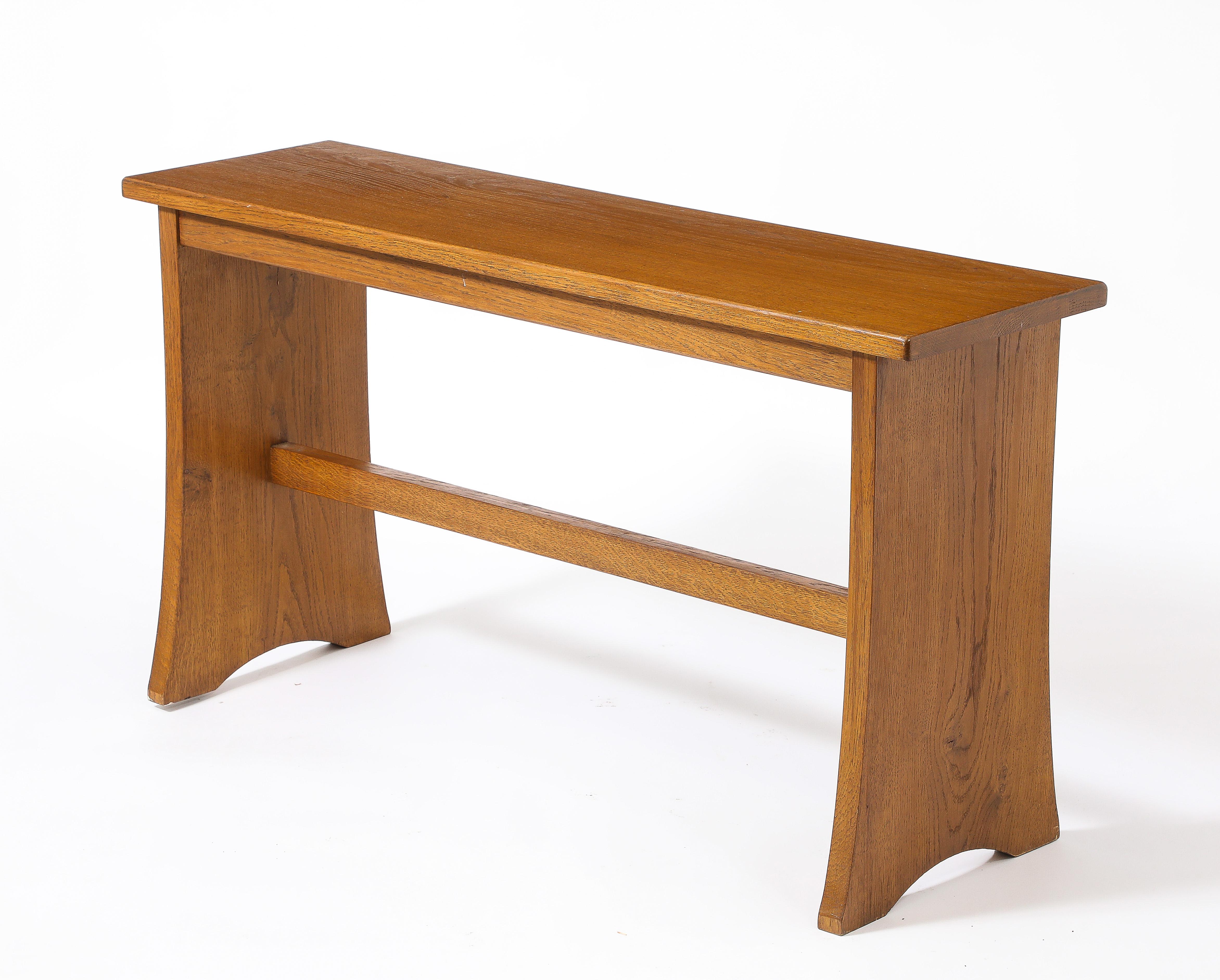 20th Century Flared Oak Console, France 1950's For Sale