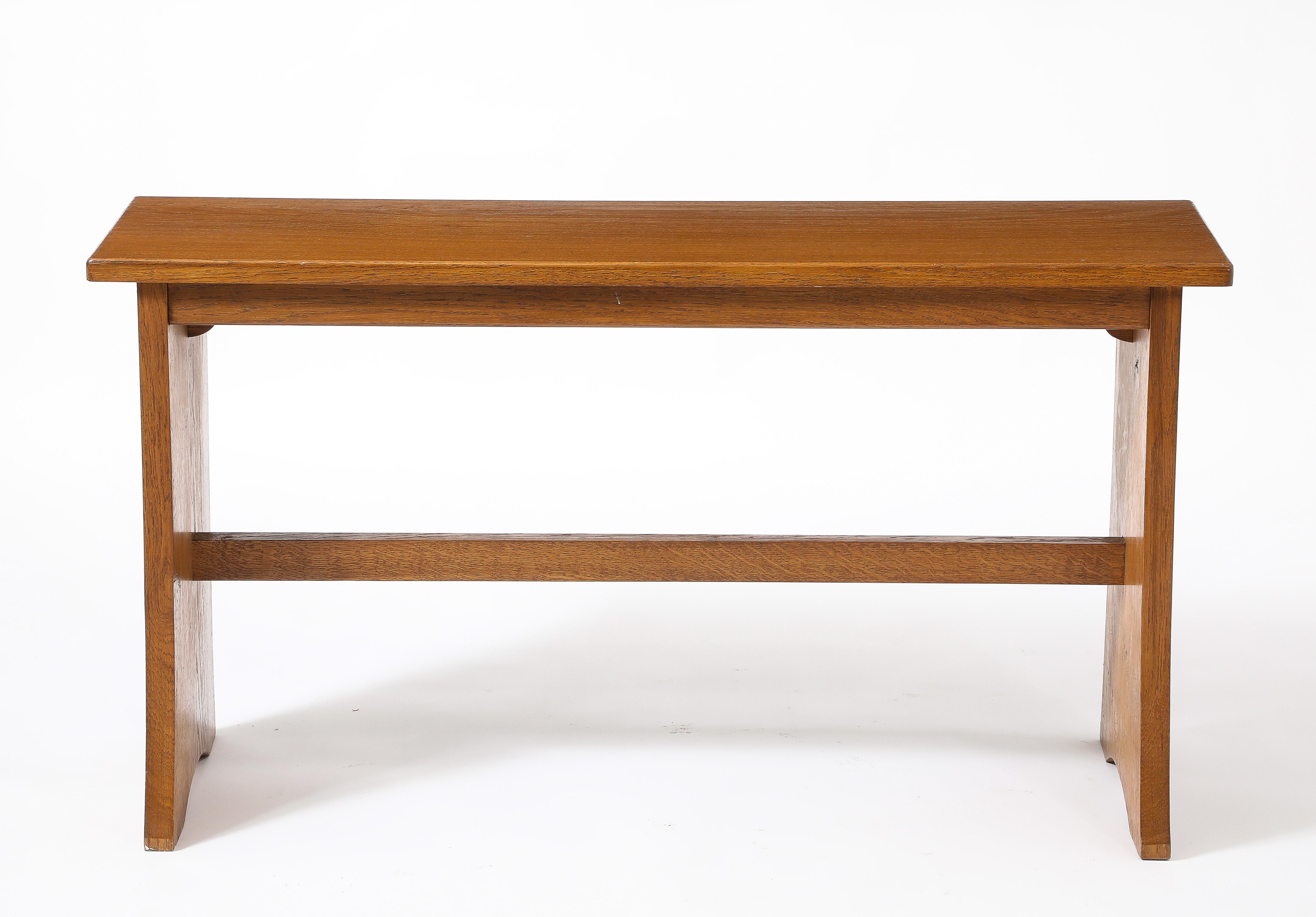 Flared Oak Console, France 1950's For Sale 1