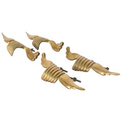 1950s Sculptural Italian Brass Door Pulls Set of Four