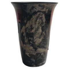Flared Vessel with Figural Illustration, French, c. 1960