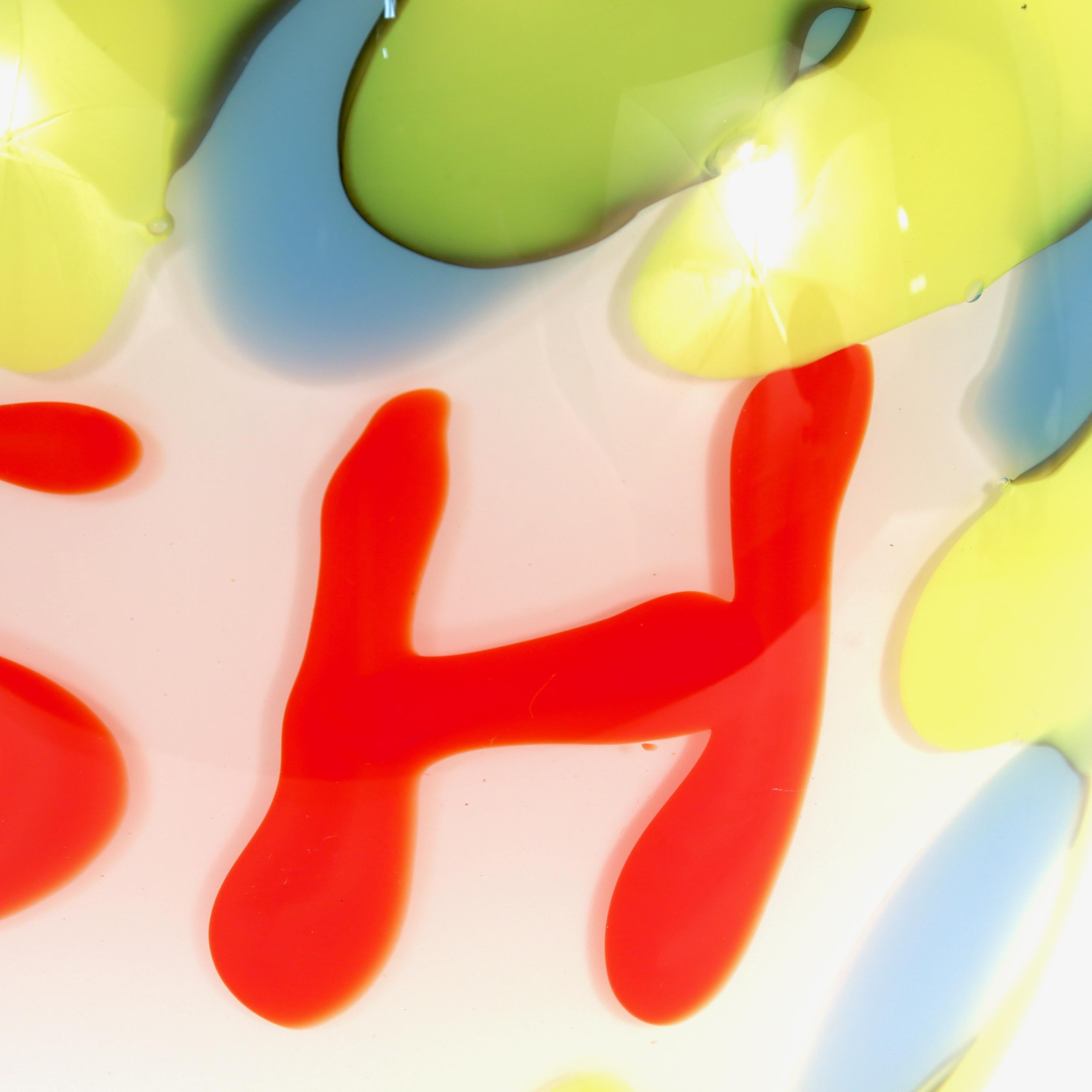 Vase Pop-Art en verre d'art blanc, bleu, jaune et rouge « FLASH », 1999 en vente 3