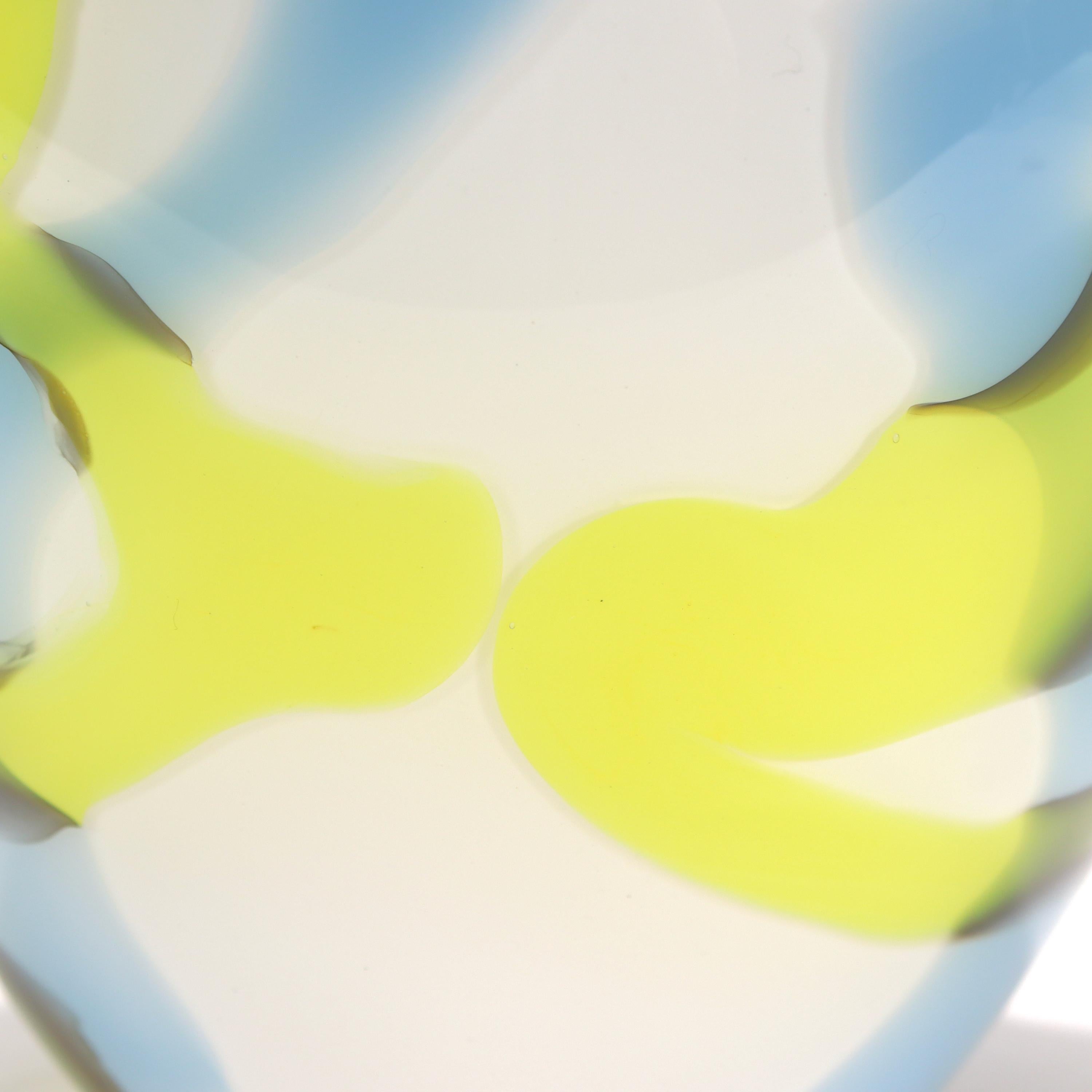 Vase Pop-Art en verre d'art blanc, bleu, jaune et rouge « FLASH », 1999 en vente 4