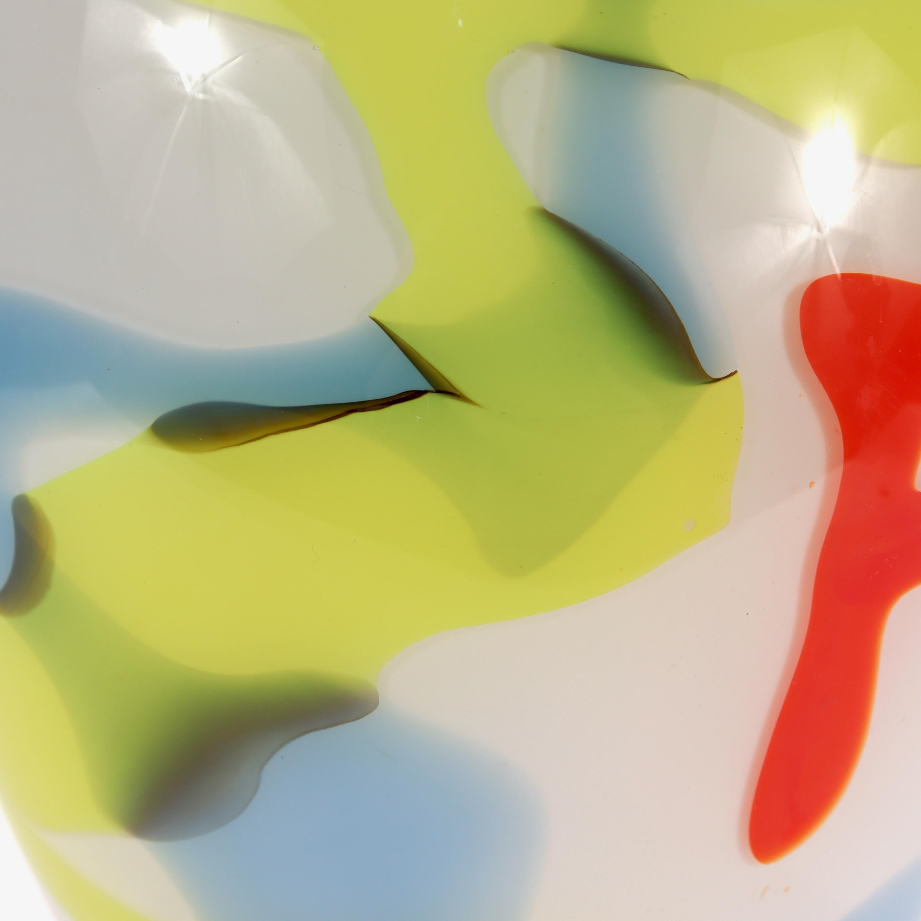 Vase Pop-Art en verre d'art blanc, bleu, jaune et rouge « FLASH », 1999 en vente 5