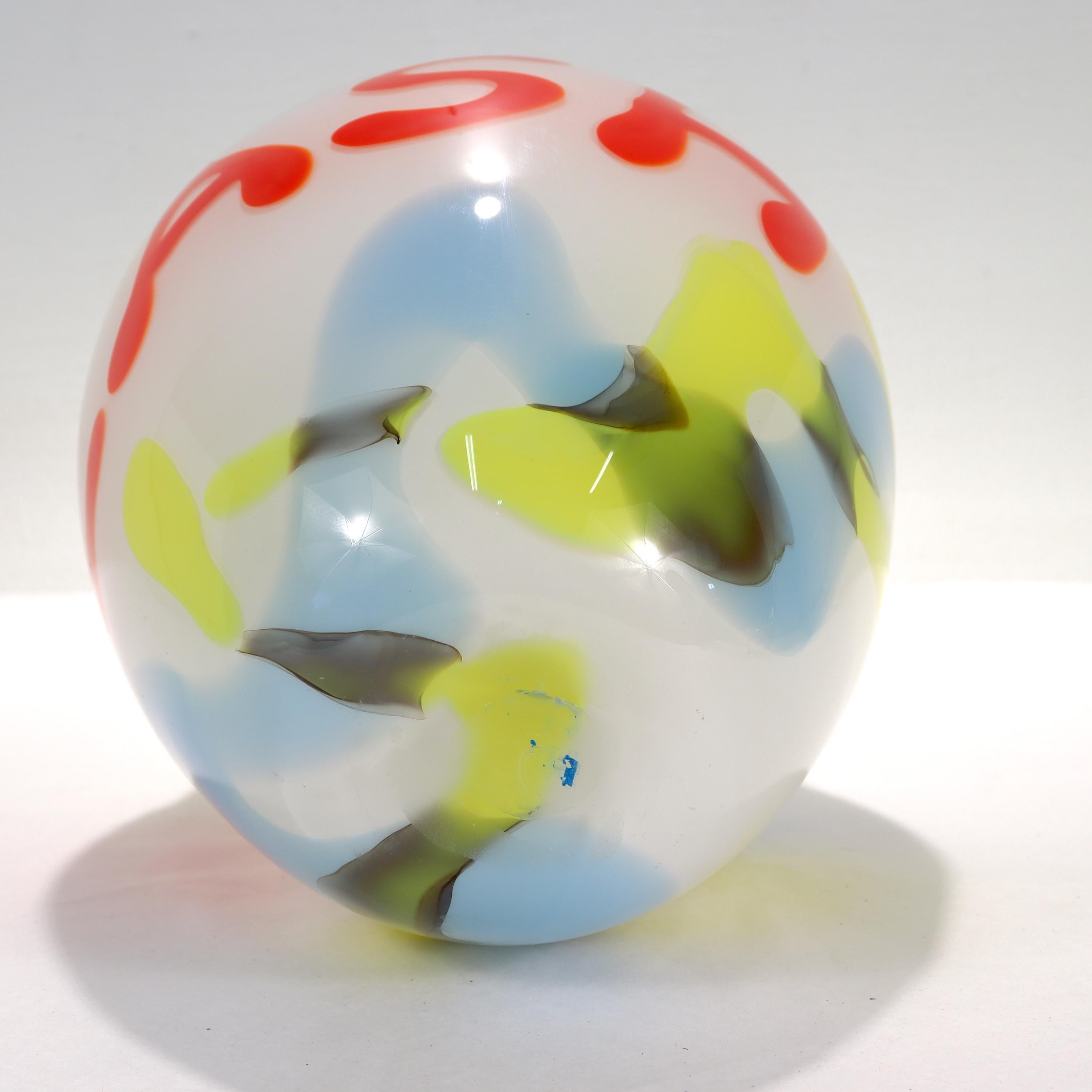 Vase Pop-Art en verre d'art blanc, bleu, jaune et rouge « FLASH », 1999 en vente 8