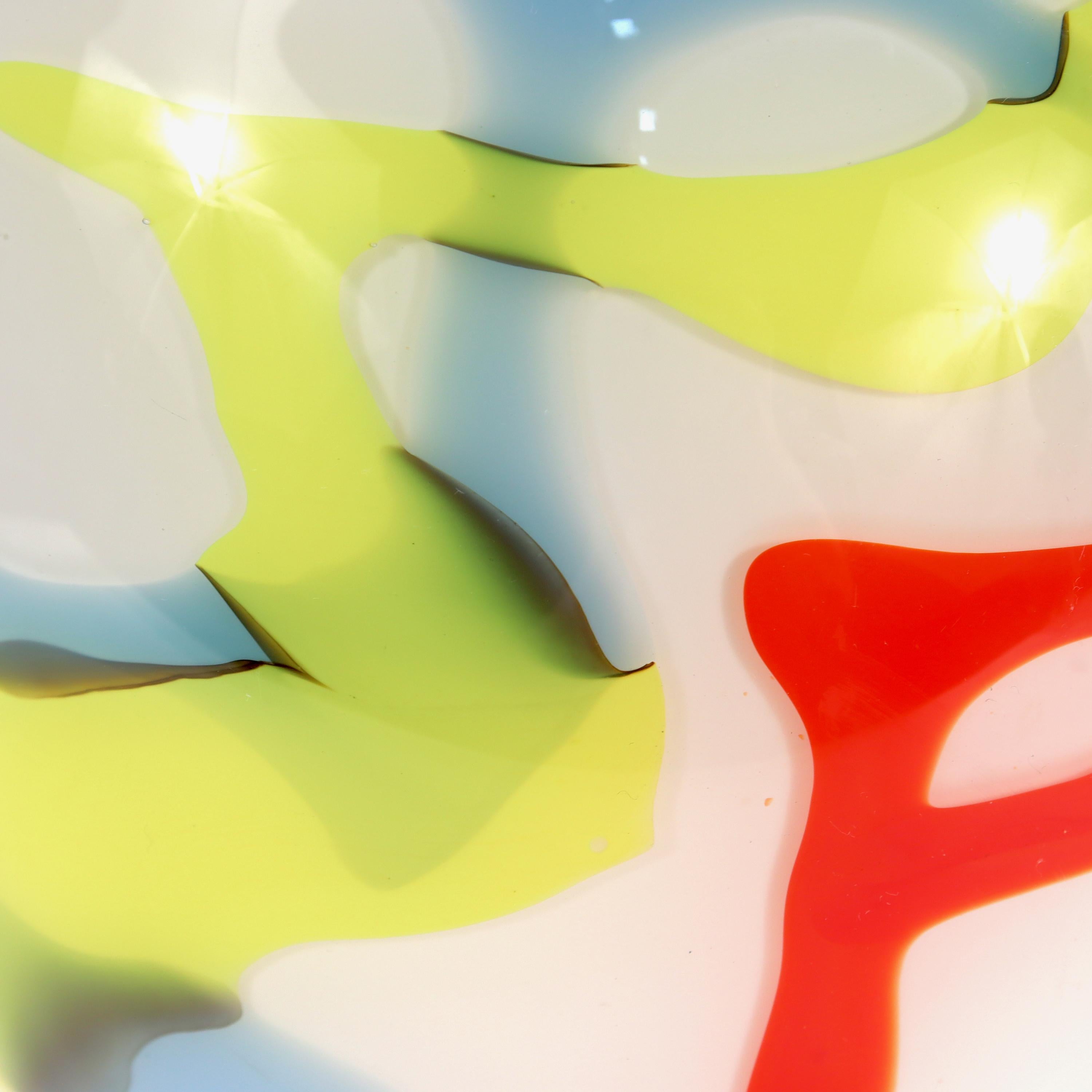 Vase Pop-Art en verre d'art blanc, bleu, jaune et rouge « FLASH », 1999 en vente 1