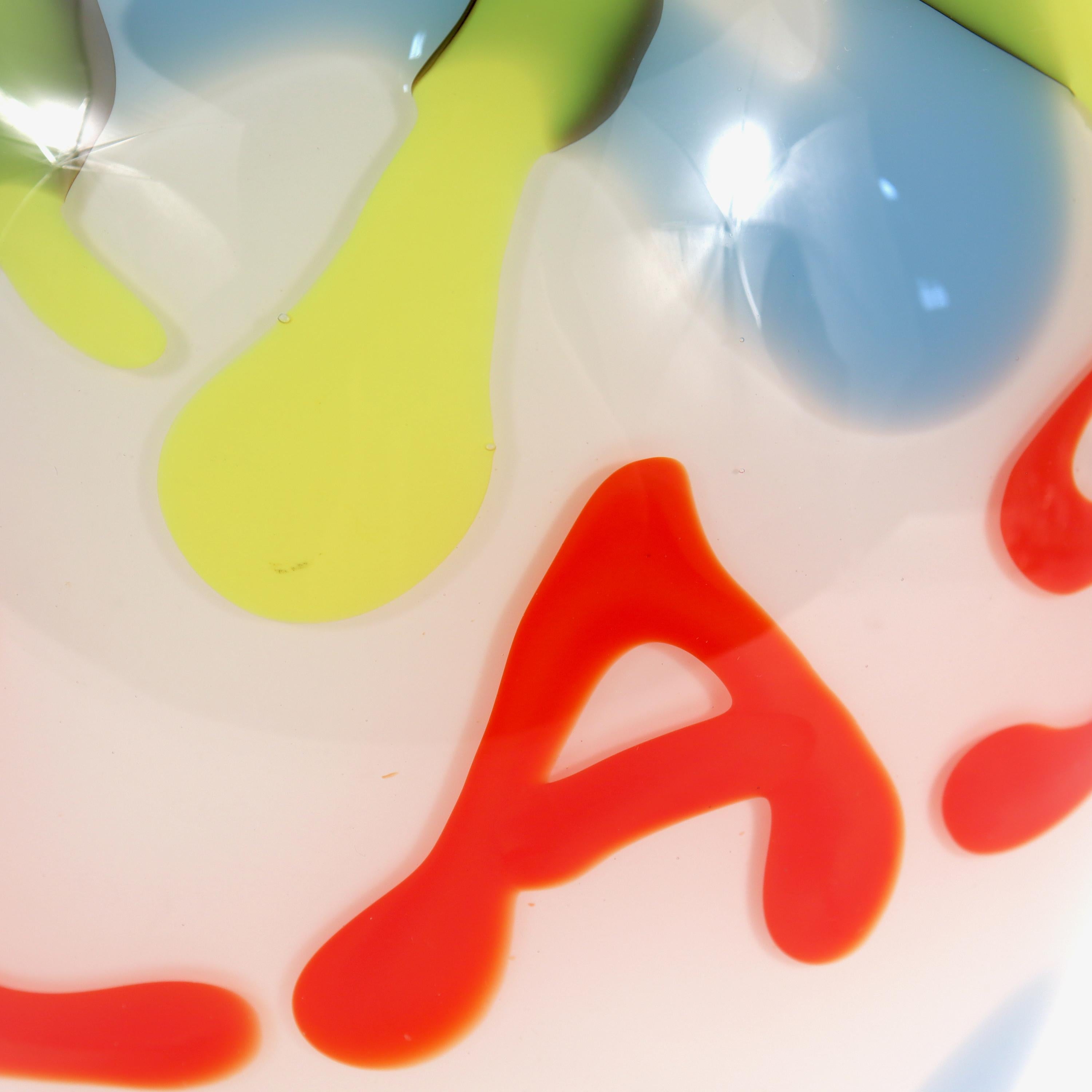 Vase Pop-Art en verre d'art blanc, bleu, jaune et rouge « FLASH », 1999 en vente 2