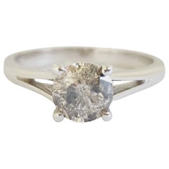 FLASH SALE IGI Bague en or blanc 14 carats avec diamant rond naturel de 1,01 carat