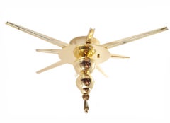 Lampo di luce, lampadario in ottone e vetro colorato/rosa