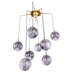 Flash Your Lamps, Brass and Colorful Glass Chandelier/Smoke