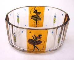 Flashed and Cut Glass Vase with Ballet Dancer from Fachschule Haida Glass School