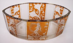 Flashed and Cut Glass Vase with Veil Dancer from Fachschule Haida Glass School