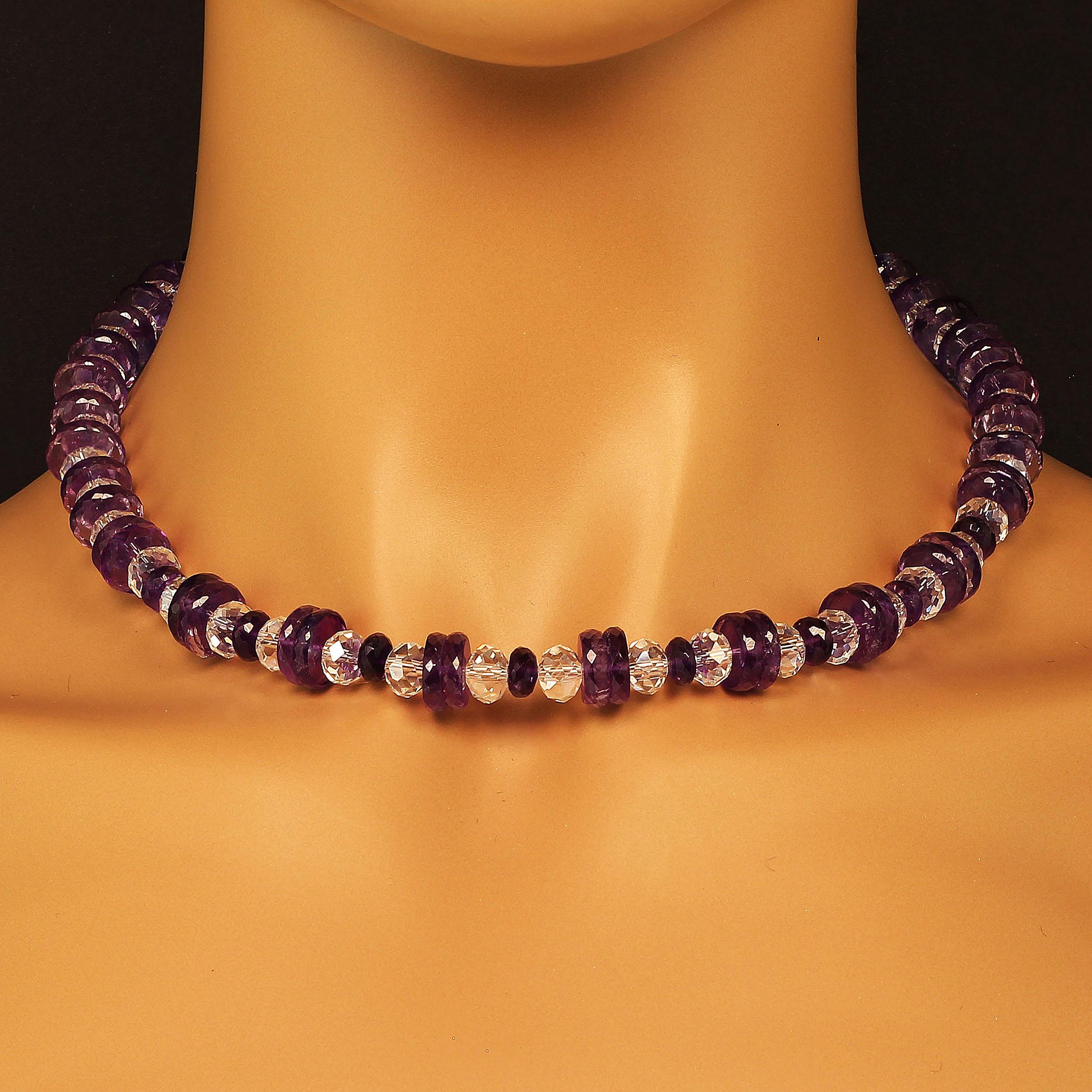 AJD Flashing Amethyst and Crystal Necklace February Birthstone In New Condition In Raleigh, NC